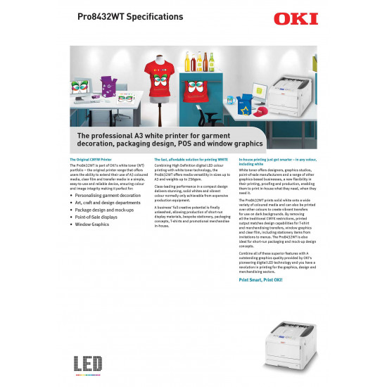 OKI Pro8432WT CMYW Transfer Printer OKI Pro8432WT CMYW Transfer Printer